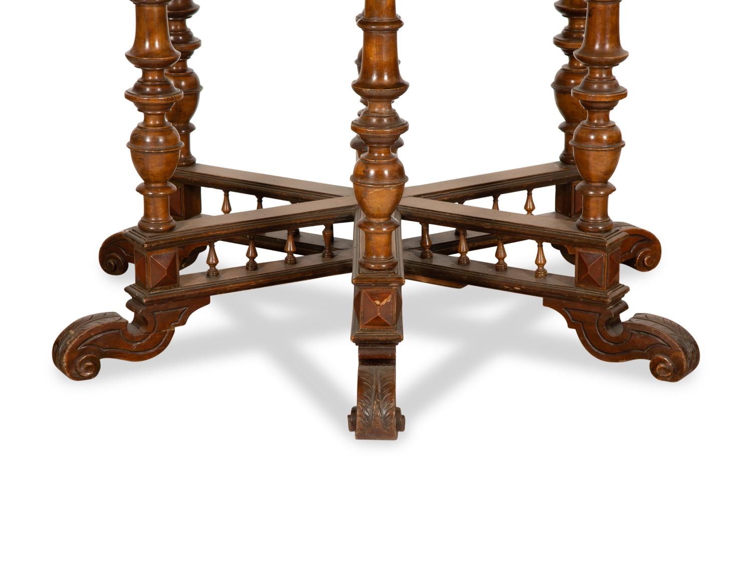 A Continental Parquetry Hexagonal Center Table