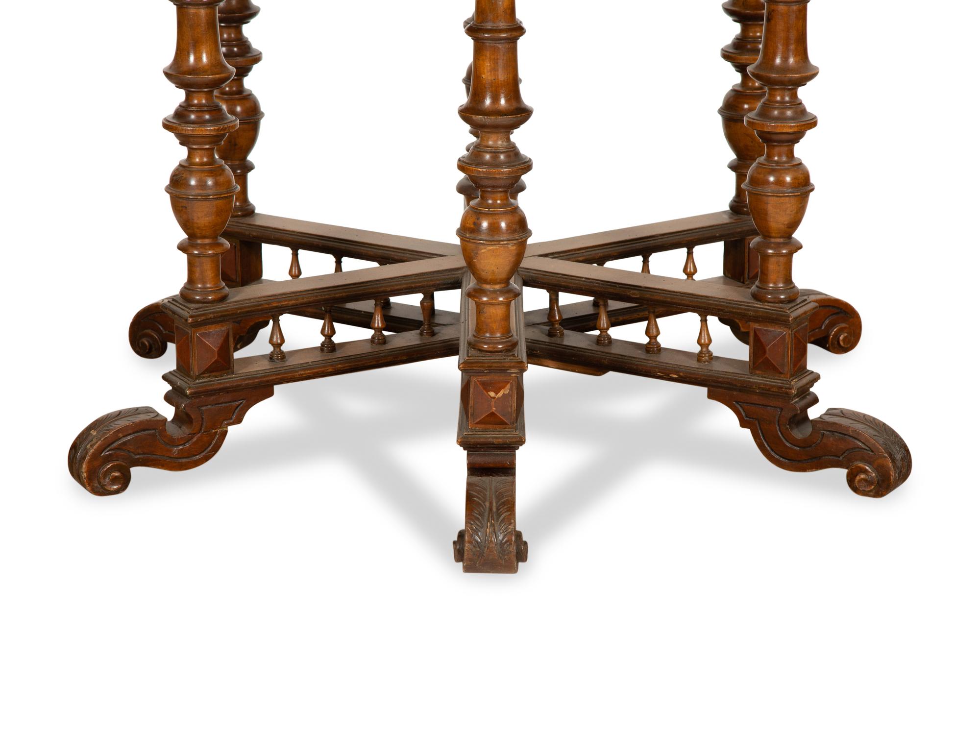 A Continental Parquetry Hexagonal Center Table