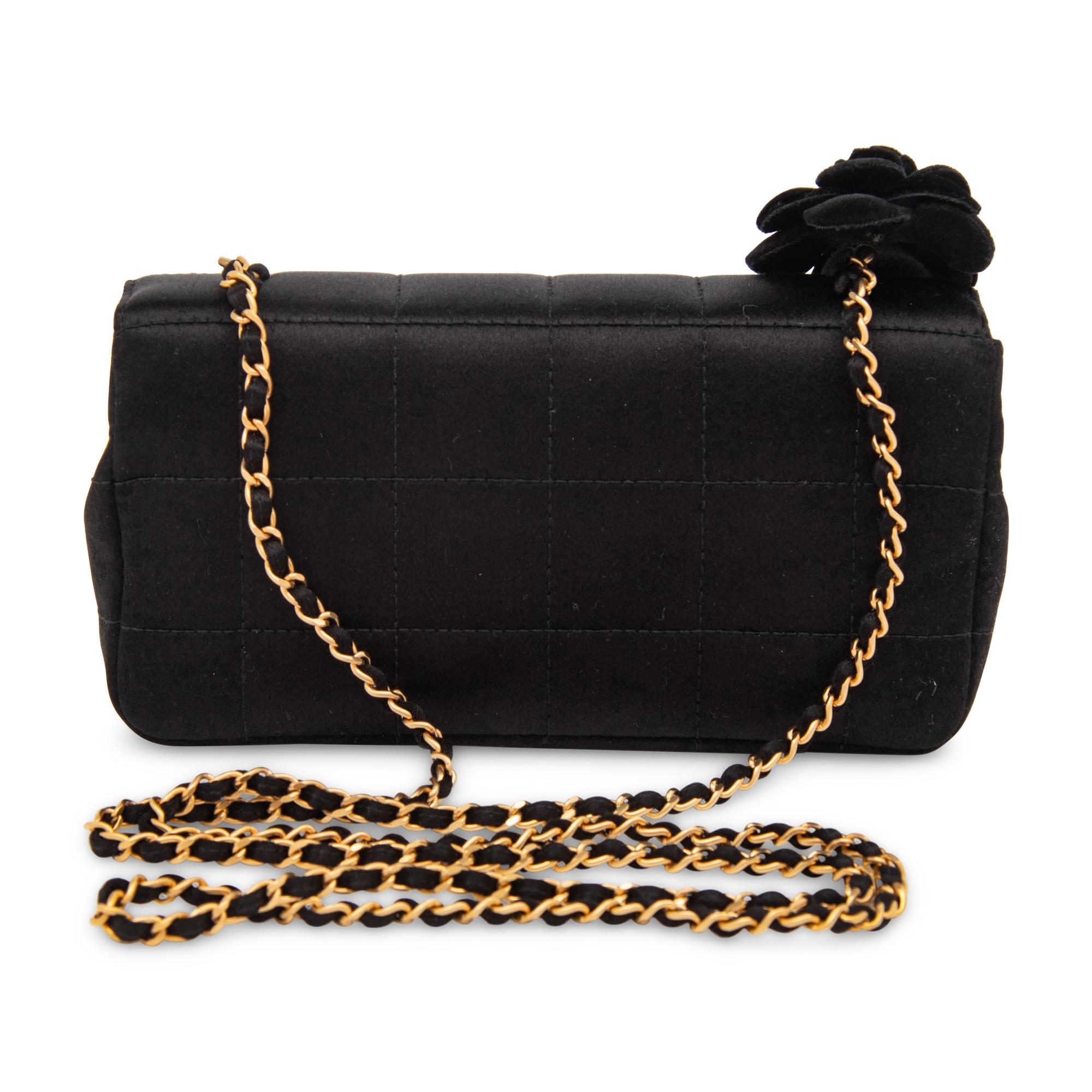 Chanel, Mini Satin Flap Bag with Camellia
