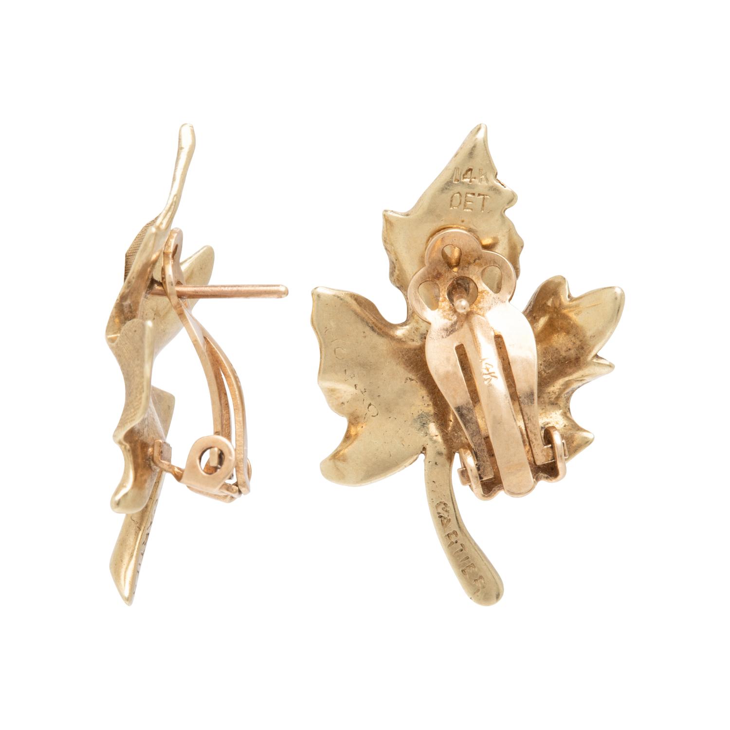 Cartier, Yellow Gold Leaf Earrings