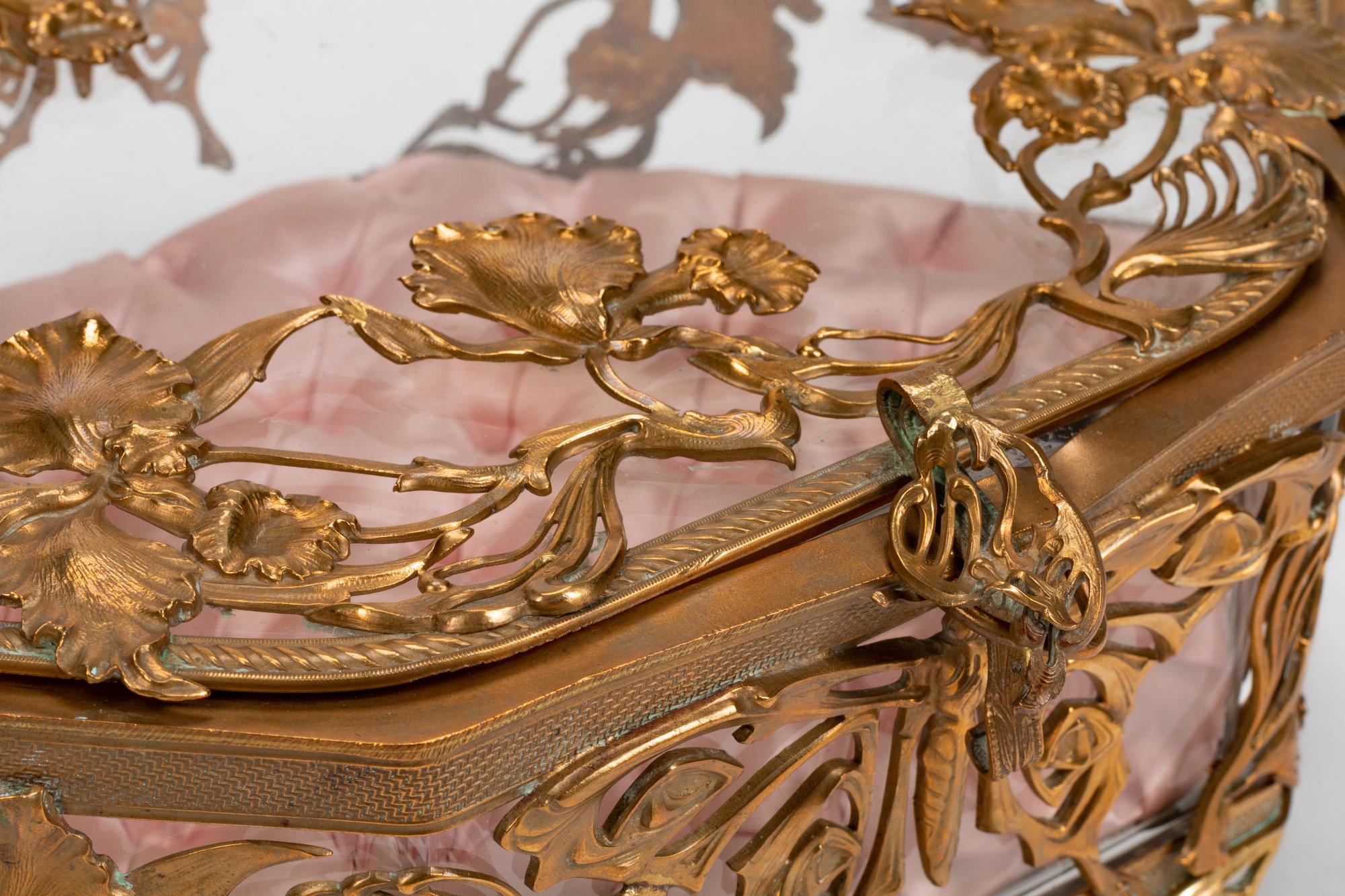 A French Art Nouveau Gilt-Bronze-Mounted Hexagonal Glass Box