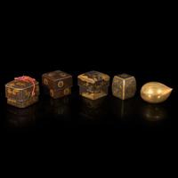 A group of five assorted Japanese lacquer boxes with covers 日本漆器盖盒五件 Edo to Taisho period ?????