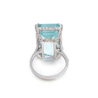 AQUAMARINE AND DIAMOND RING