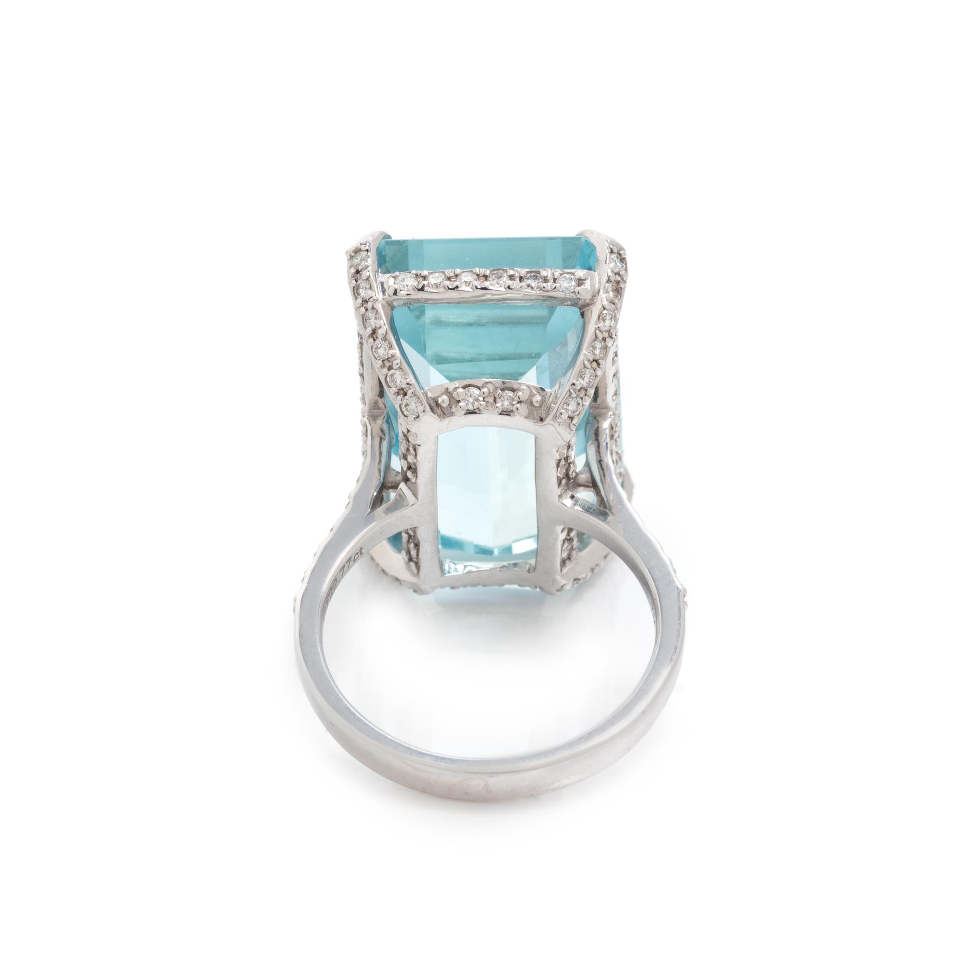 AQUAMARINE AND DIAMOND RING