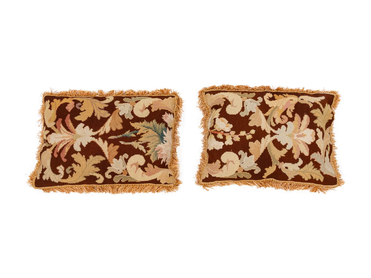 A Collection of Six Needlepoint and Tapestry Upholstered Cushions