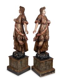 A Pair of Italian Painted and Parcel Gilt Figures of Saints