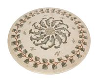A Mosaic Inlaid Stone Top Table on a Metal Base — 20TH CENTURY
