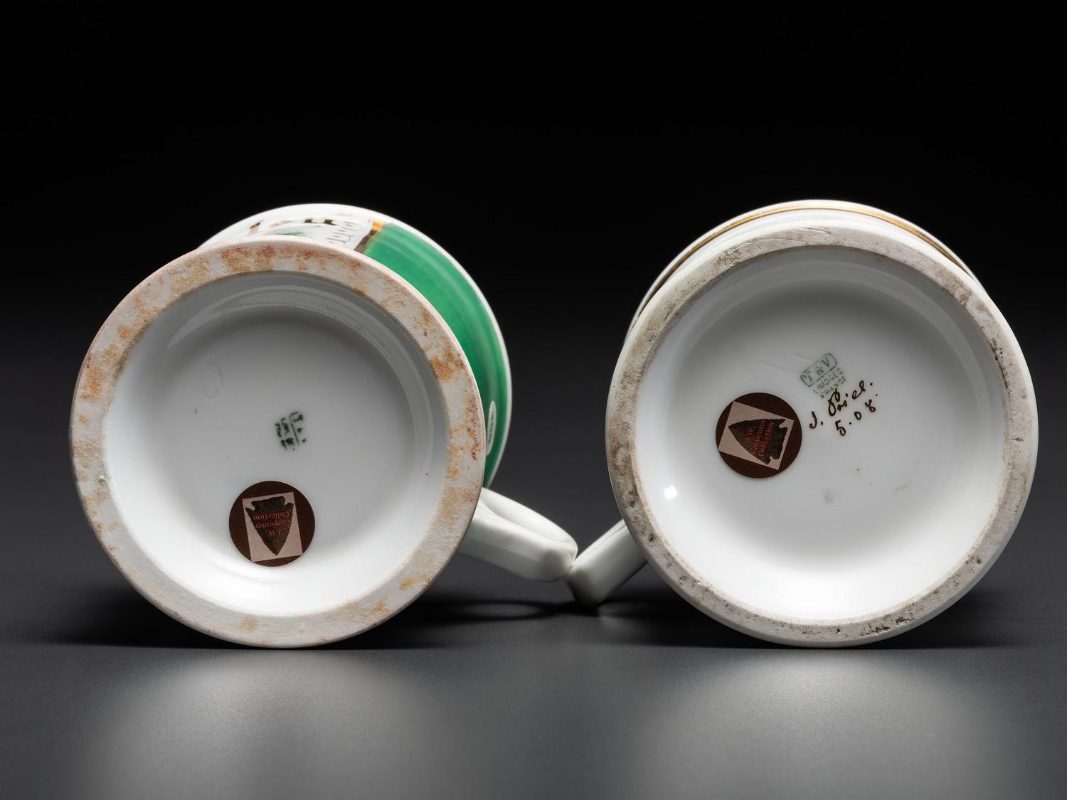 Two Open Touring Car Porcelain Shaving Mugs