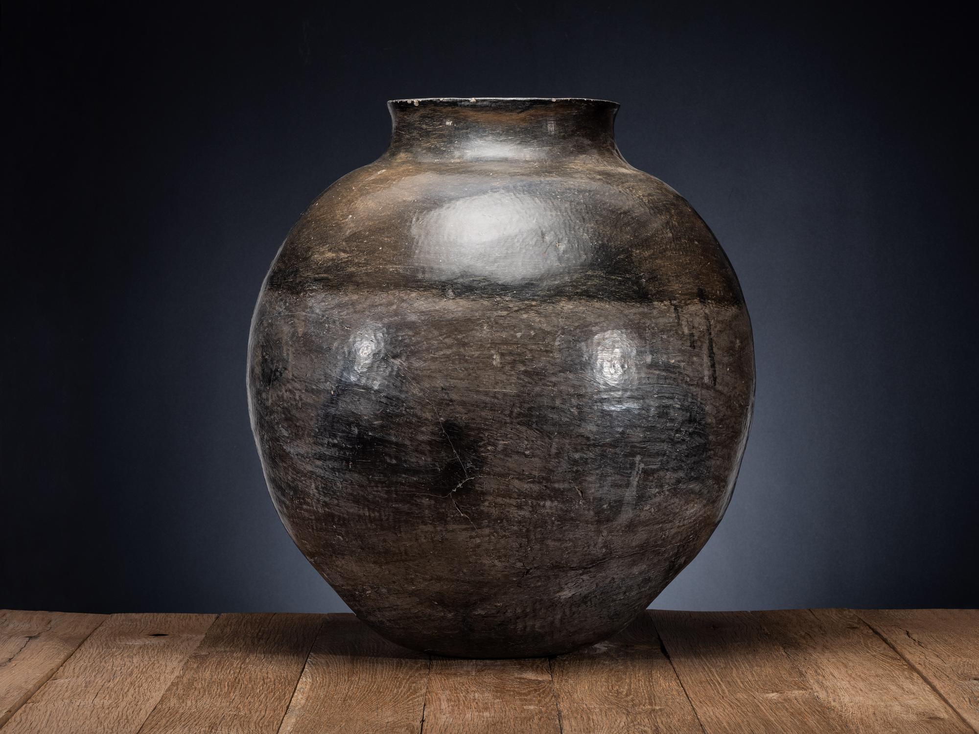 Massive Ohkay Owingeh Blackware Pottery Storage Jar