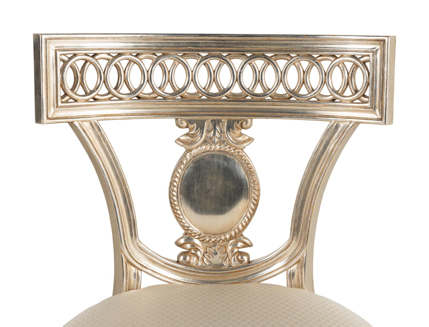 A Pair of Nancy Corzine Silvered Florentine Side Chairs