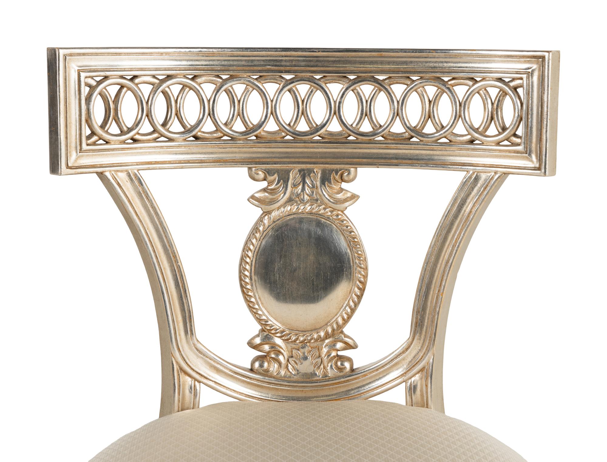 A Pair of Nancy Corzine Silvered Florentine Side Chairs