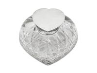 An English Silver Lidded Heart-shaped Cut Crystal Inkwell