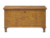 An American Small Sponge-Decorated and Yellow-Painted Wood Blanket Chest