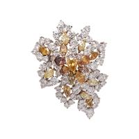 COLORED DIAMOND AND DIAMOND BROOCH