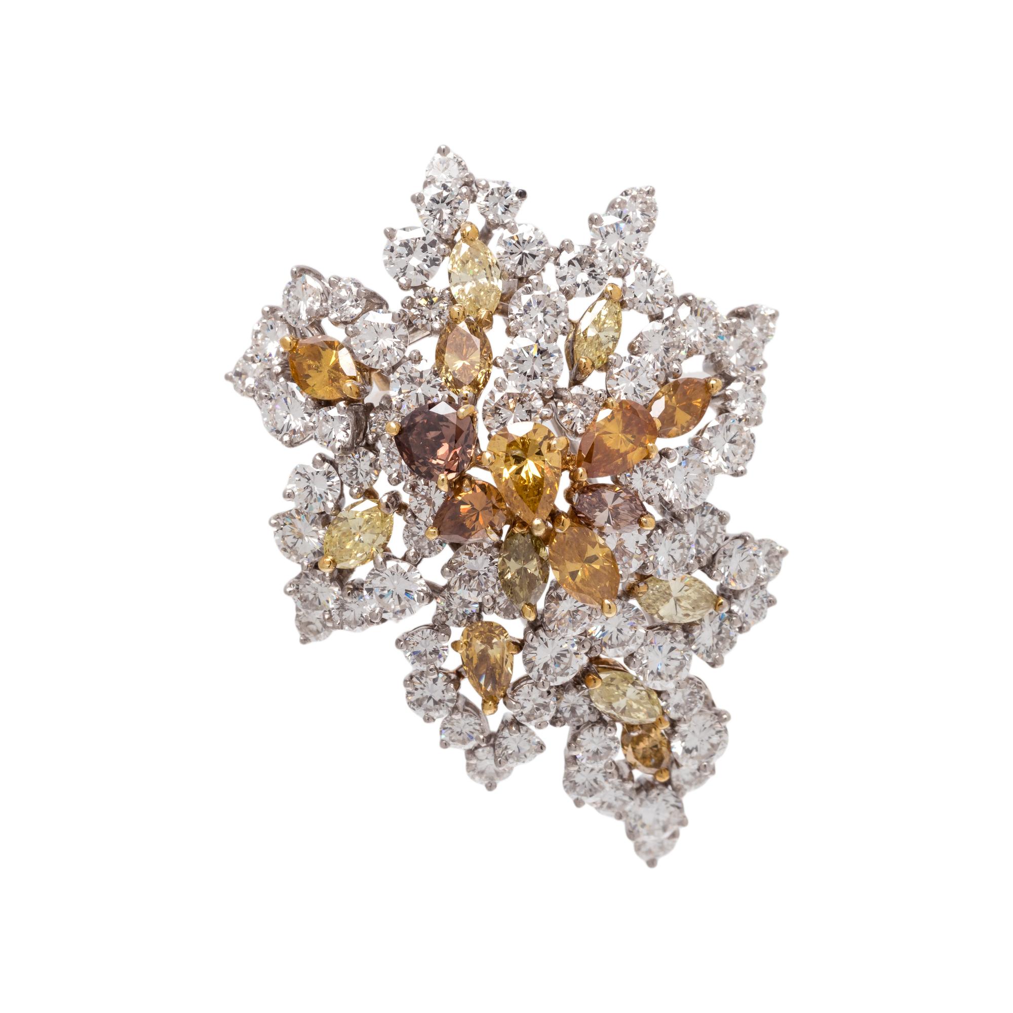 COLORED DIAMOND AND DIAMOND BROOCH