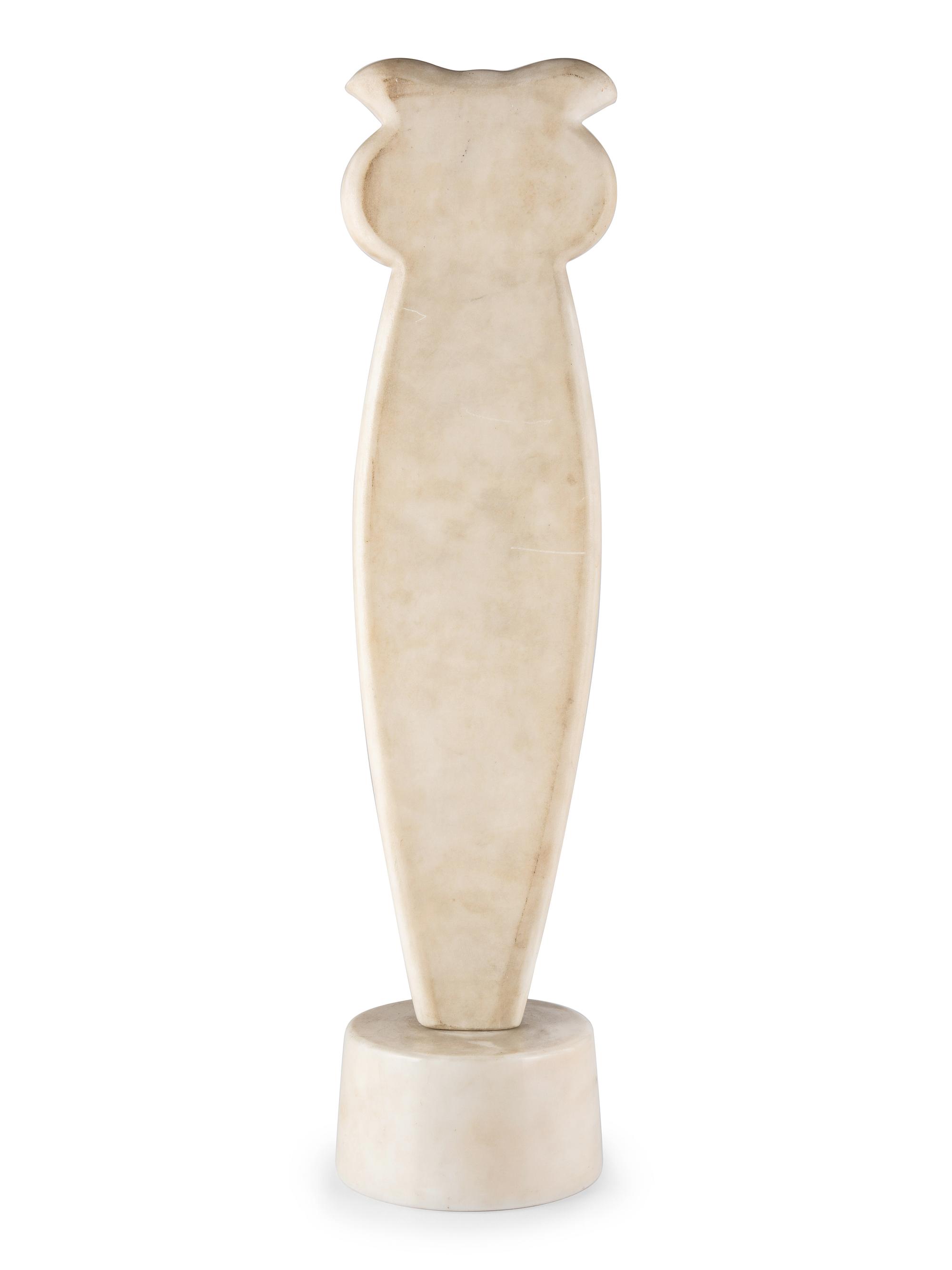 A White Marble Owl Sculpture