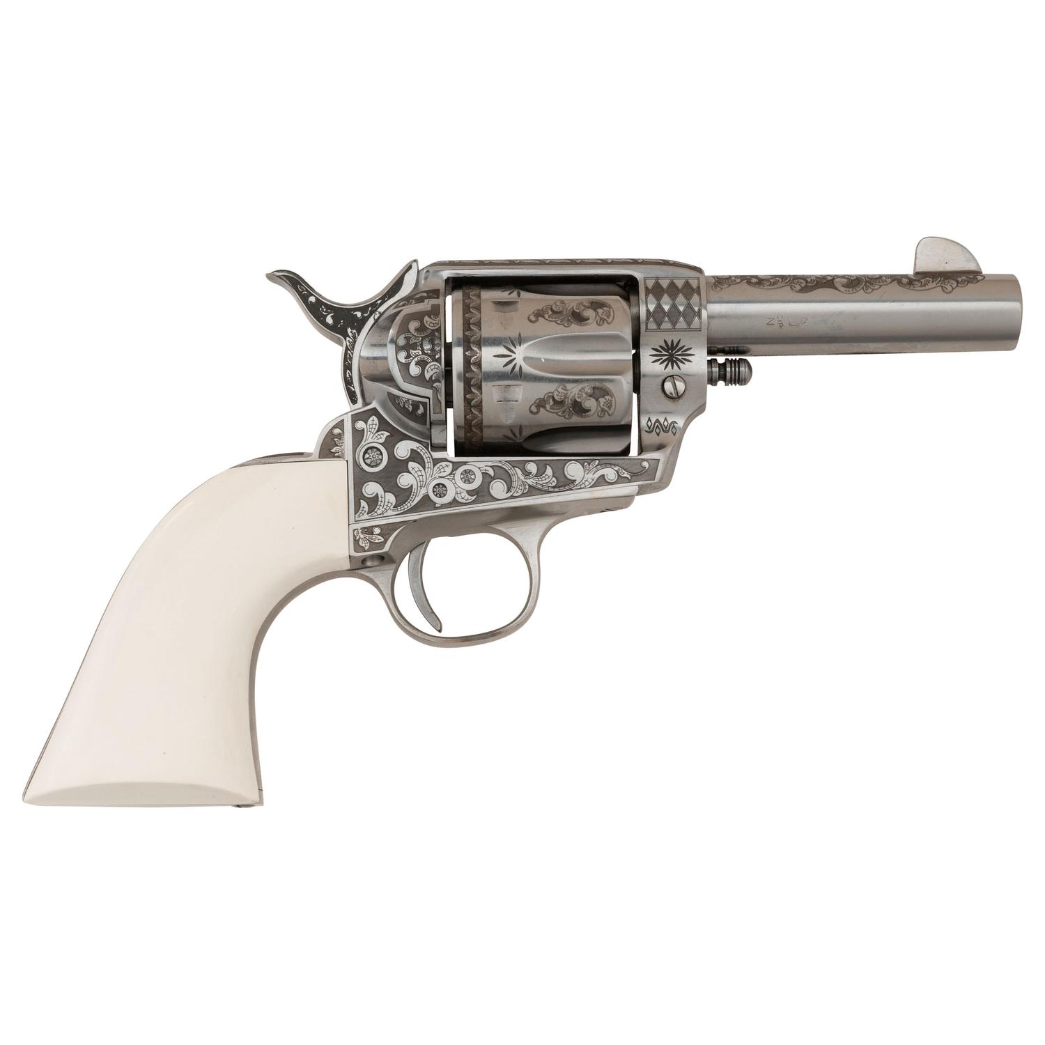 *Pietta "General Patton" Engraved Stainless Steel Replica Single Action Revolver in .45 Colt.