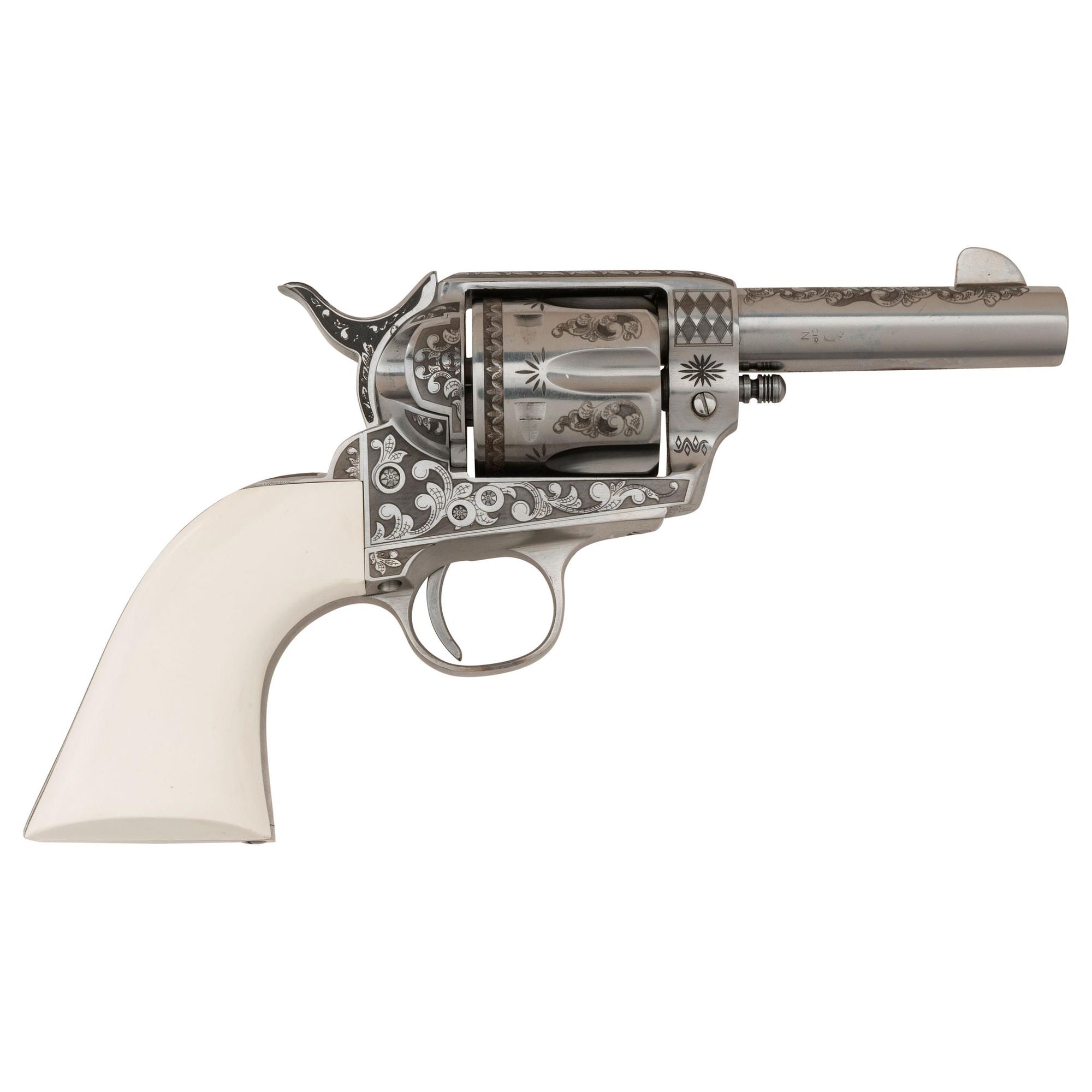 *Pietta "General Patton" Engraved Stainless Steel Replica Single Action Revolver in .45 Colt.