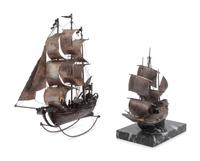 Two Dutch Silver Models of Galleons