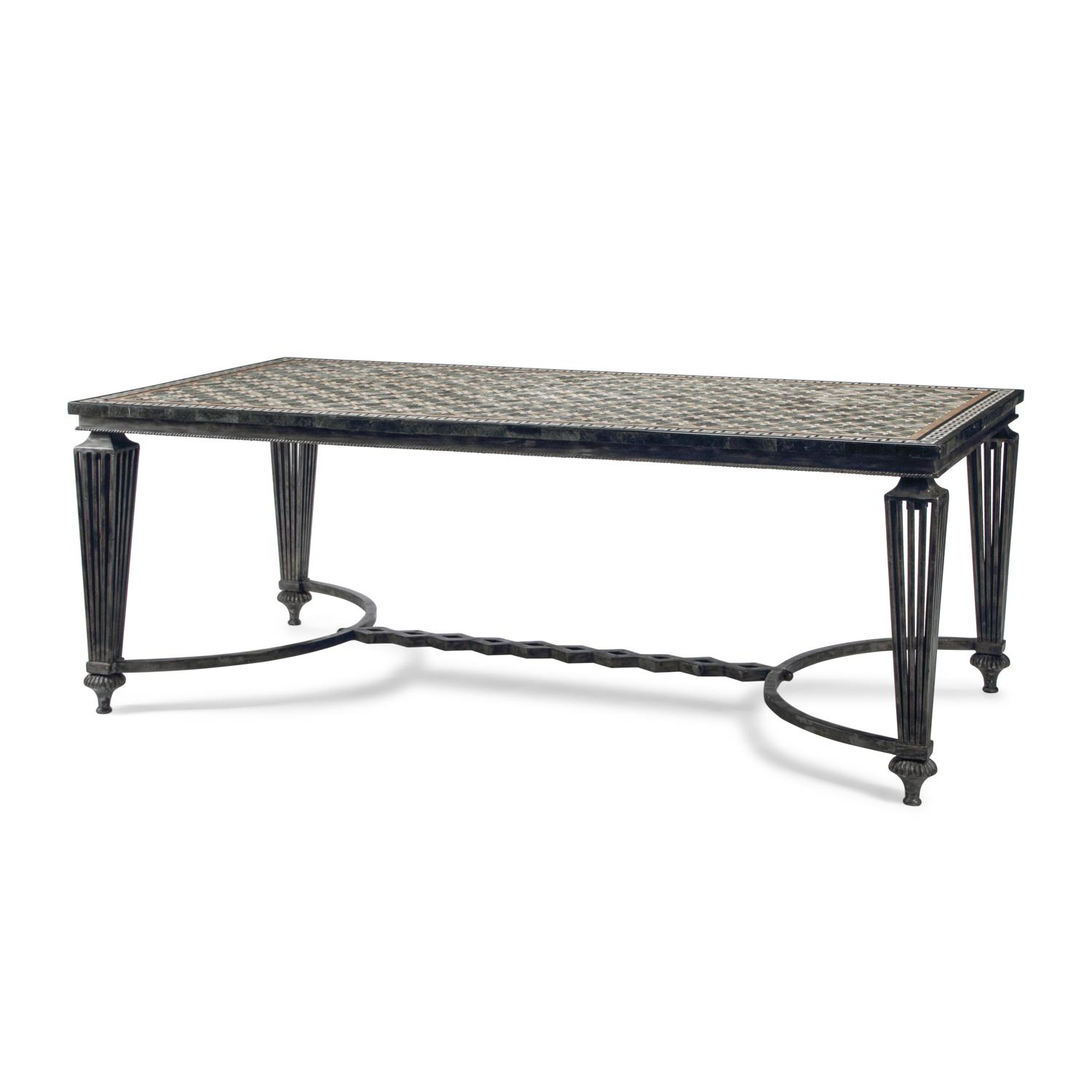 A Large Neoclassical Style Specimen Marble and Cast Metal Table