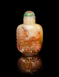 A Carved Agate Snuff Bottle Height 2 1/2 inches. — DAOGUANG PERIOD (1821-1850)