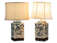 A Pair of Chinese Blue and White Porcelain Jars Mounted as Lamps