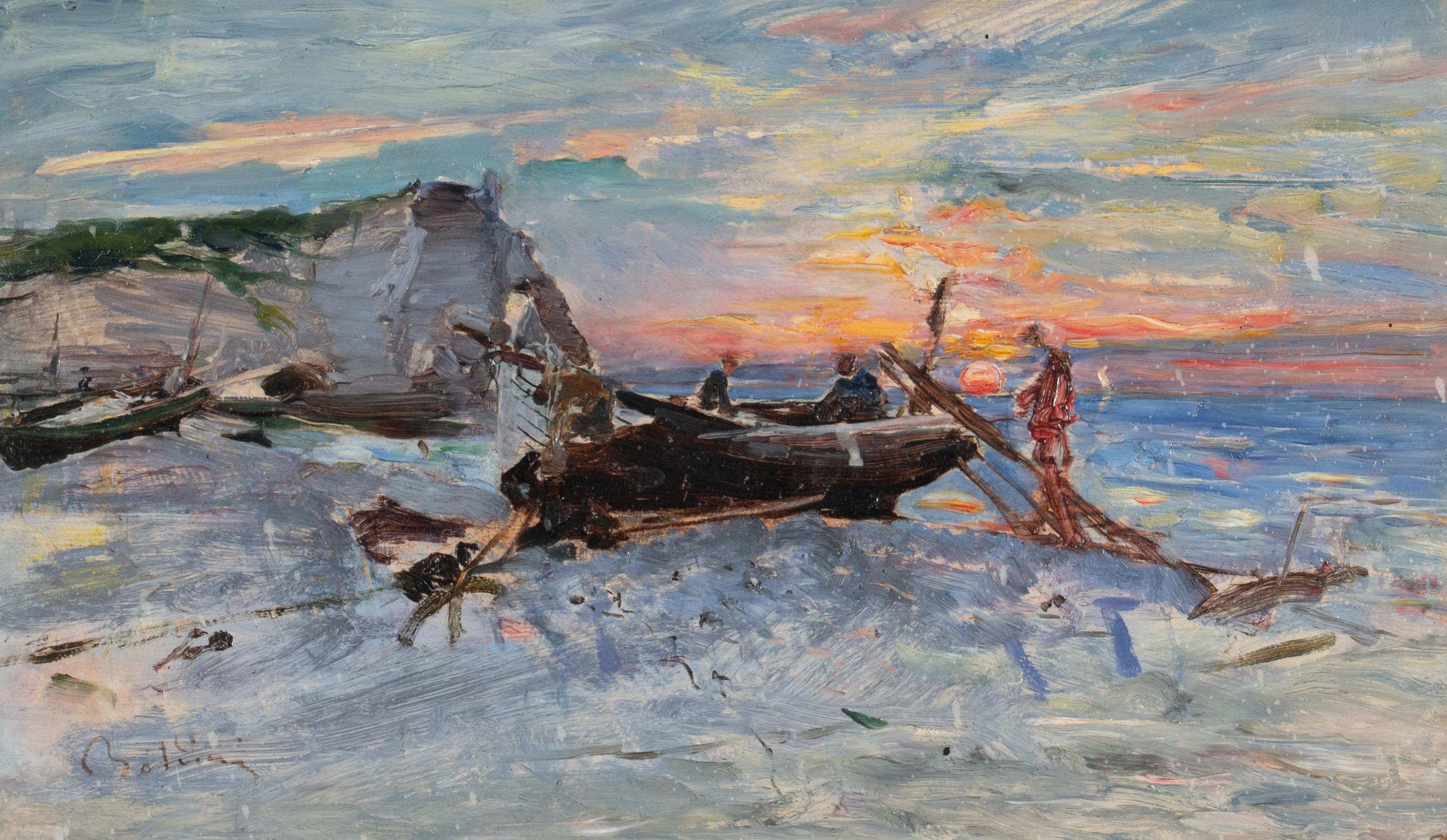 Tramonto con Pescatori (Étretat)
