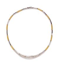 A 14 Karat Bicolor Gold and Diamond Collar Necklace,