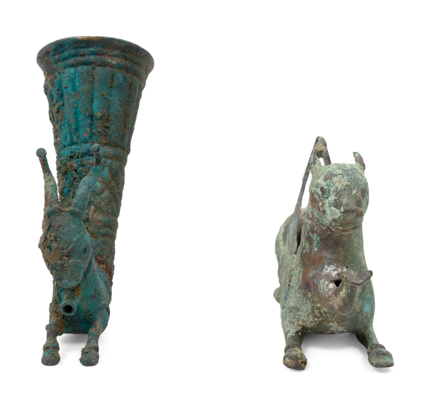 Two Persian Style Bronze Rhytons