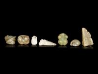 Seven Chinese Jade Carvings of Fruits