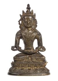 A Sinot-Tibetan Bronze Figure of Amida Buddha Height 6 1/2 inches. — KANGXI PERIOD (1662-1722)