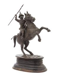 A Burmese Bronze of Figural Group Maha Bandula LATE 19TH/EARLY 20TH CENTURY Height to spear point 15 1/4 x length 11 inches. — LATE 19TH/EARLY 20TH CENTURY