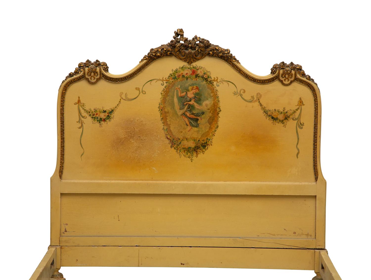 A Louis XV Style Painted Double Bed