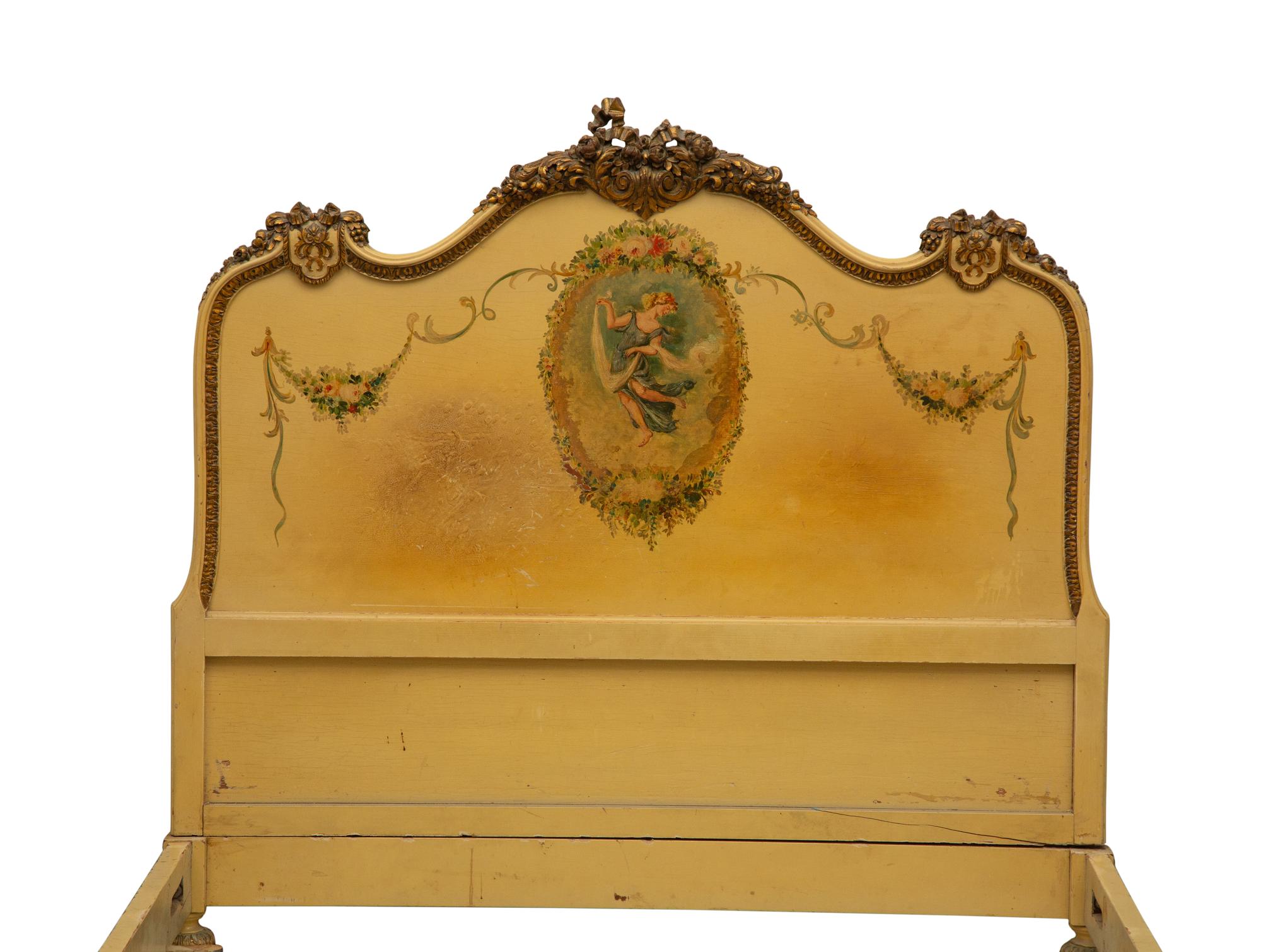 A Louis XV Style Painted Double Bed