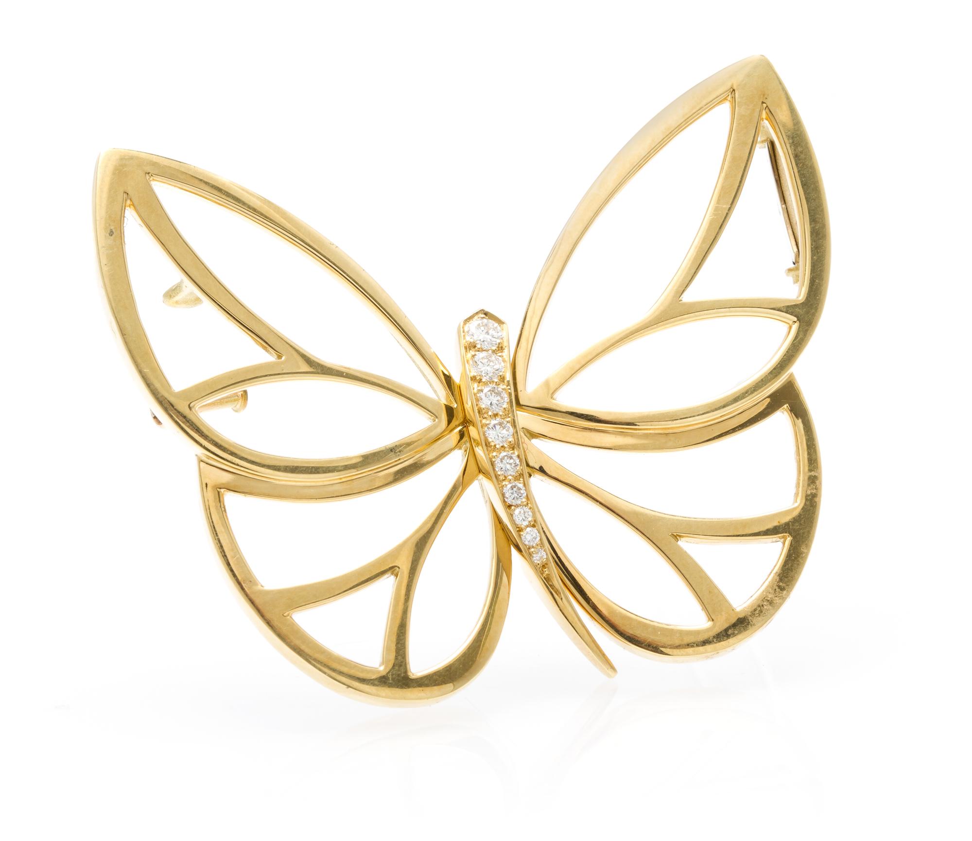 An 18 Karat Yellow Gold and Diamond Butterfly Brooch, Van Cleef & Arpels, 10.90 dwts.