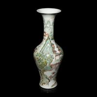 A Large Chinese Famille Rose Porcelain Vase, Late 19th-20th Century — 晚清-民國 粉彩山水人物圖瓶