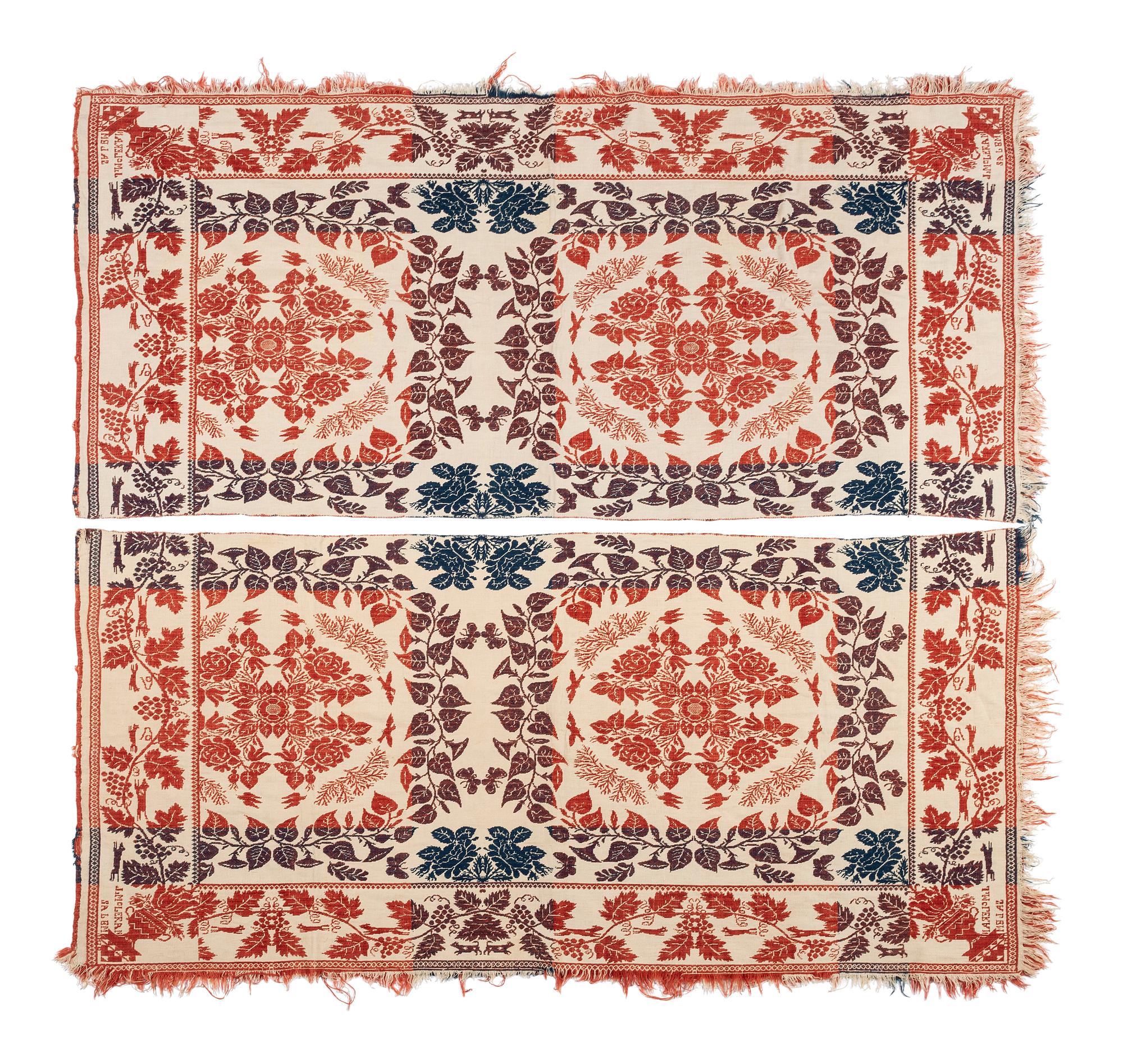 Two Jacquard Woven Coverlets
