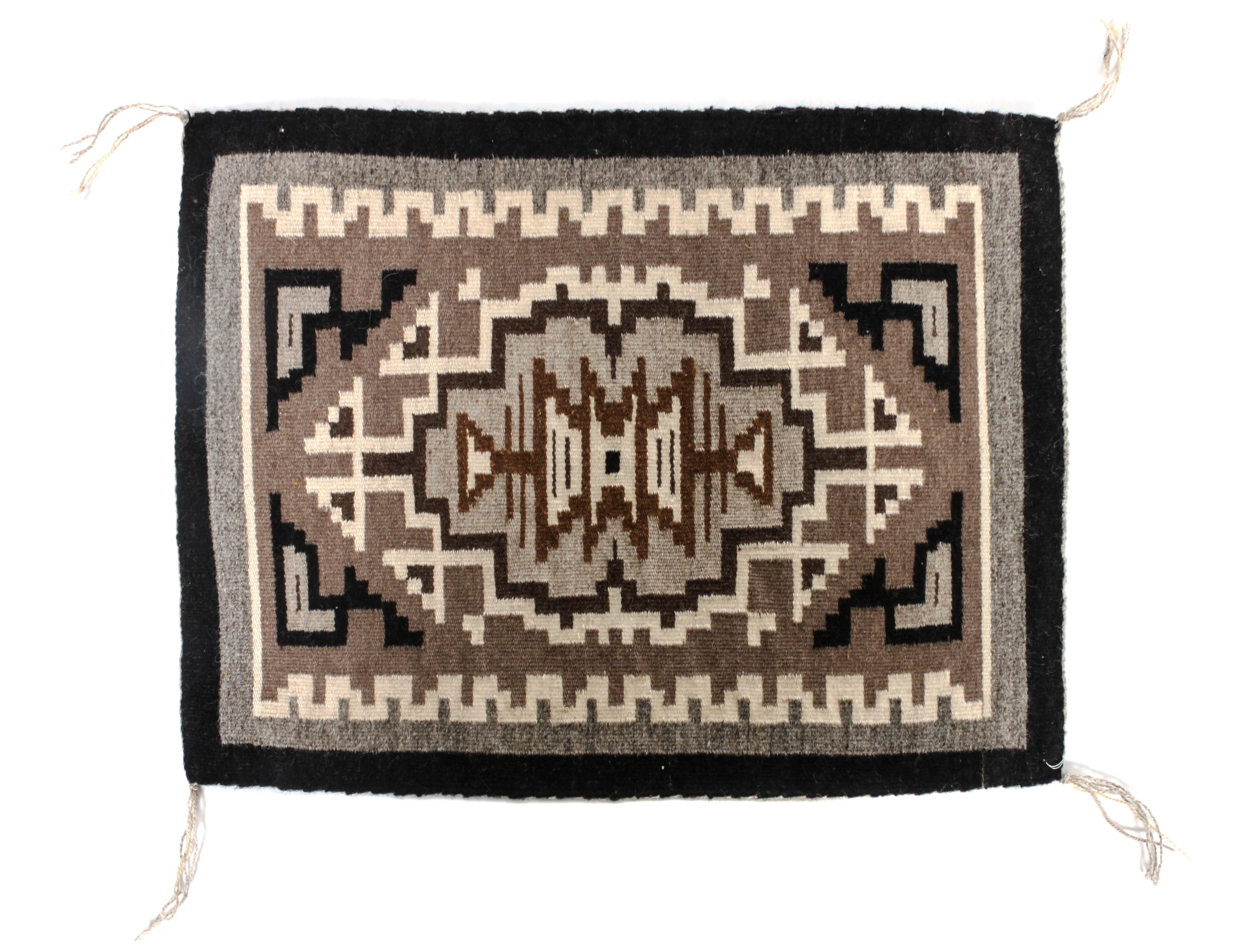 A Miniature Two Grey Hills Tapestry 17 1/2 x 13 inches.