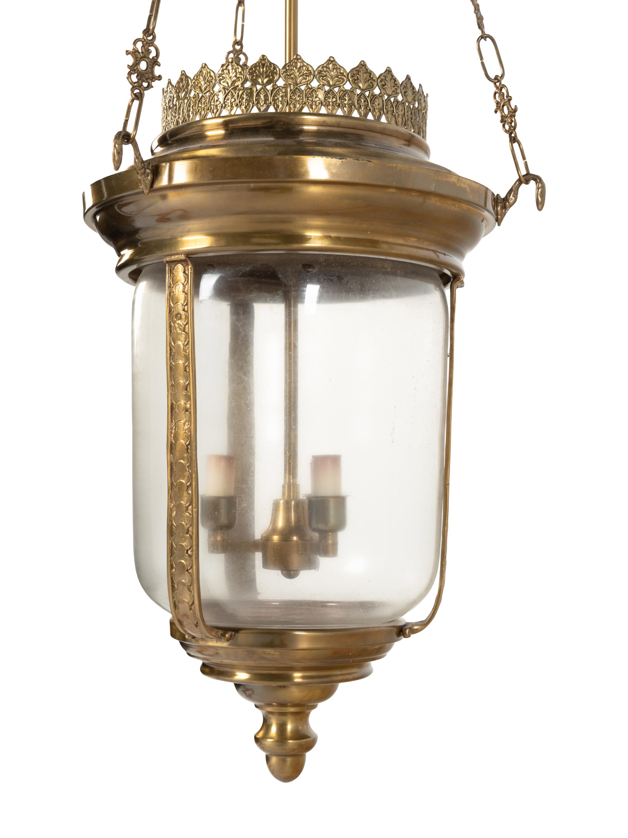 An English Brass Hall Lantern