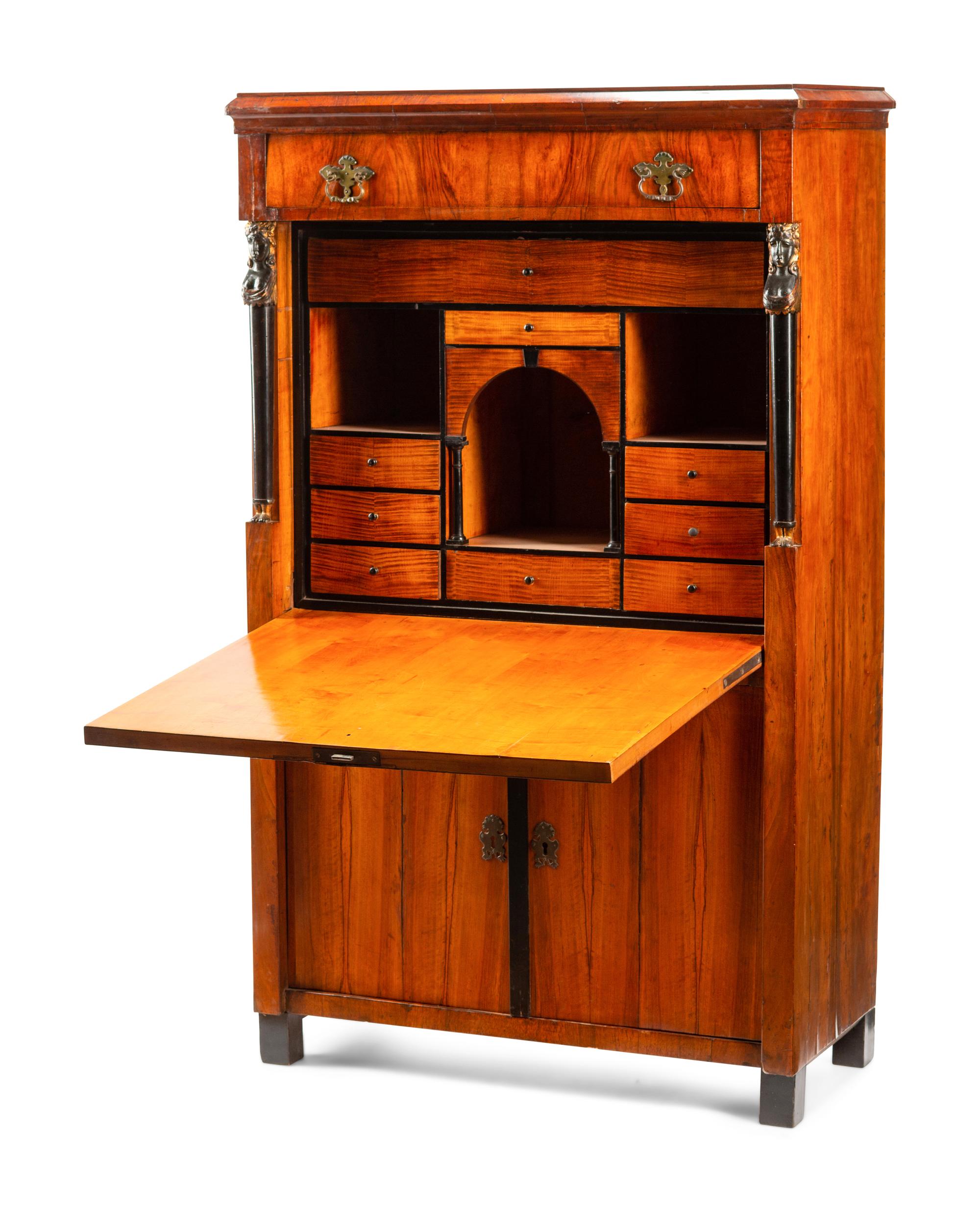 A Nothern European Parcel Ebonized Fall-Front Secretary
