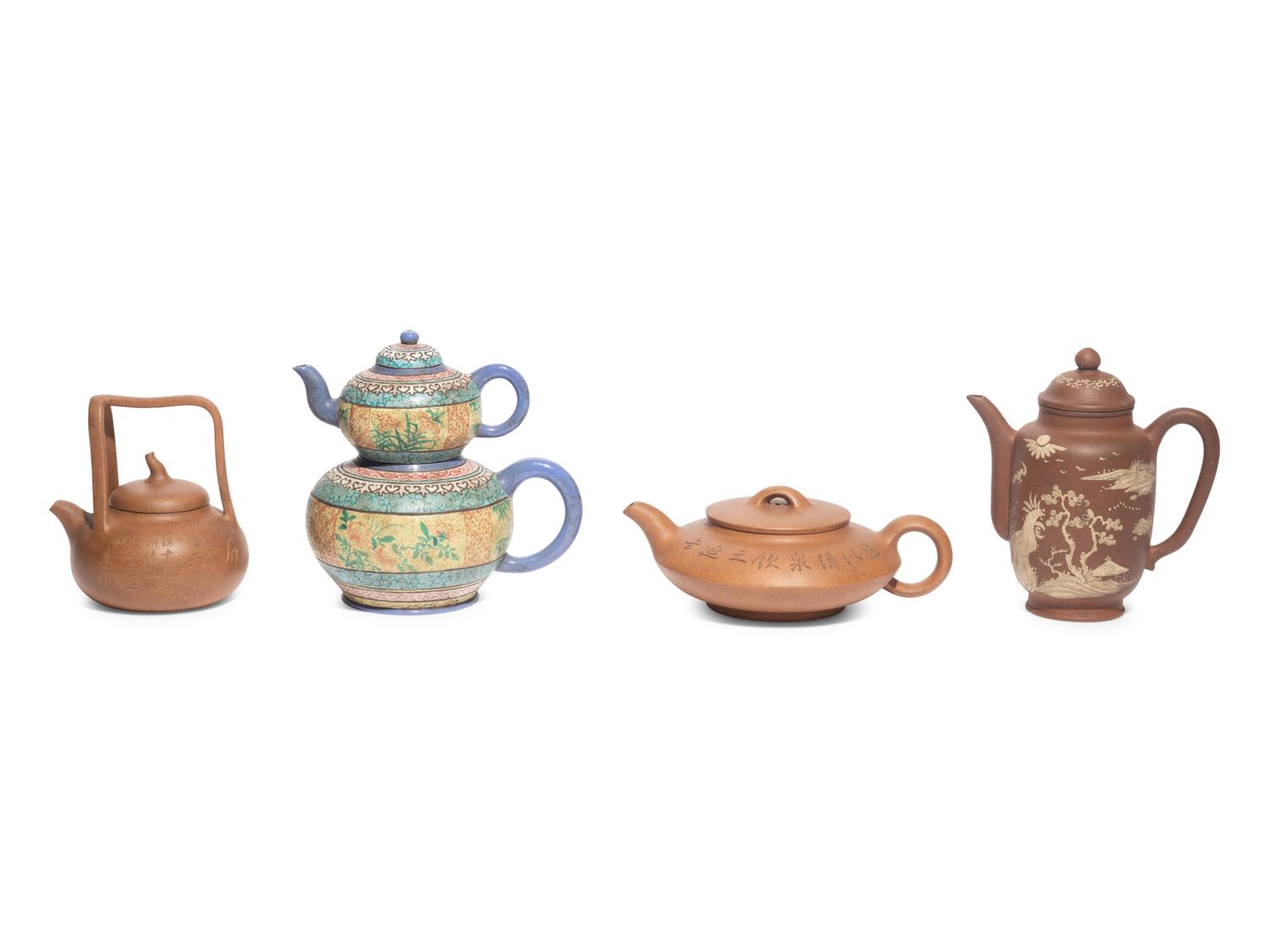 Four Chinese Yixing Zisha Pottery Teapots