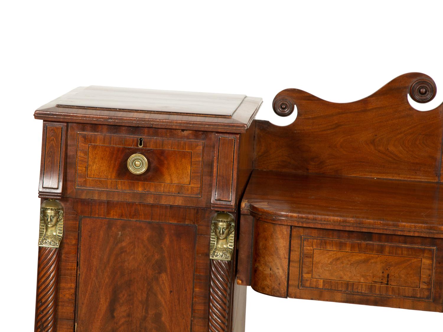 A Regency Gilt Bronze Mounted Mahogany Two-Pedestal Sideboard