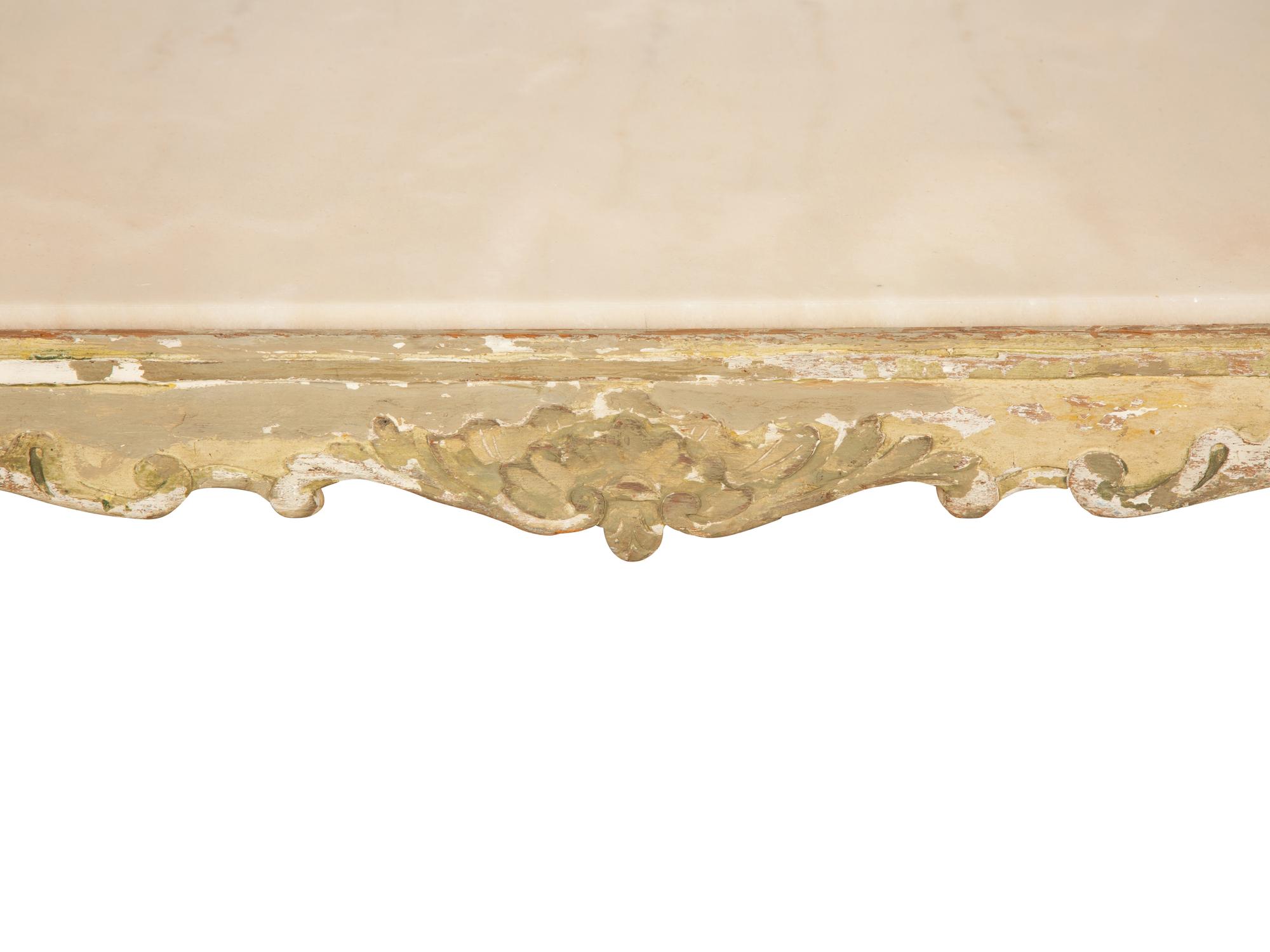 A Louis XV Style Painted Marble Top Low Table — 19th Century