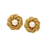 Tiffany & Co., Yellow Gold and Cultured Pearl Earrings