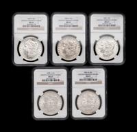 Five Morgan: Lincoln Highway Hoard $1 Coins (NGC MS63)