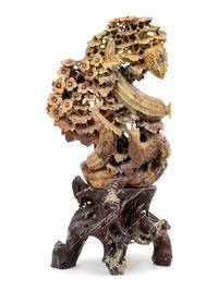 A Chinese Carved Soapstone Figural Group