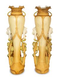 A Pair of Royal Dux Porcelain Figural Vases