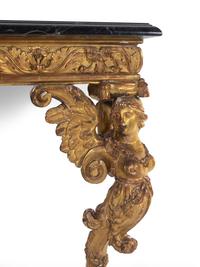 An Italian Giltwood Marble-Top Console Table