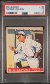 A 1933 Goudey Rogers Hornsby Baseball Card No. 188 (PSA 1.5)
