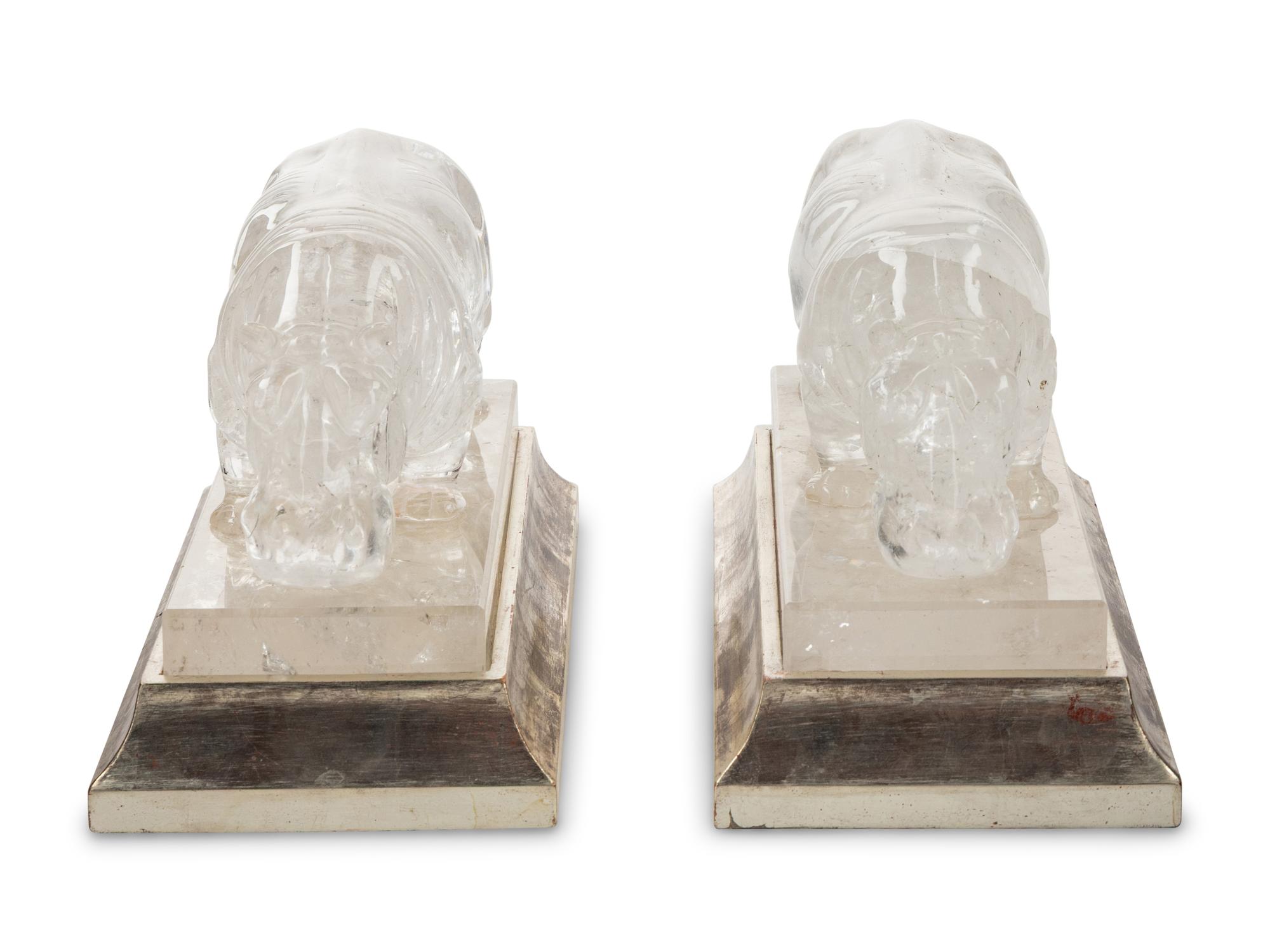 A Pair of Rock Crystal Models of Hippopotami